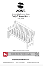 Assembly instructions for the Zest Emily 3 Seater Bench