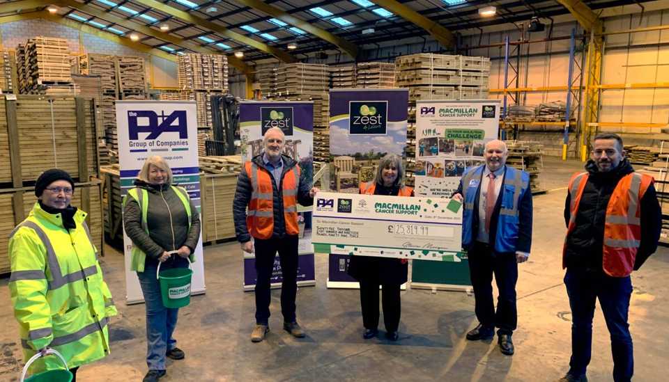P+A Group and Zest present the MacMillan Cheque for Charity